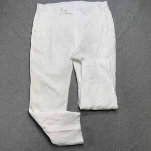 Lauren Ralph Lauren Pants Men 40x32 White Linen Dress Trouser Slacks Beach Party
